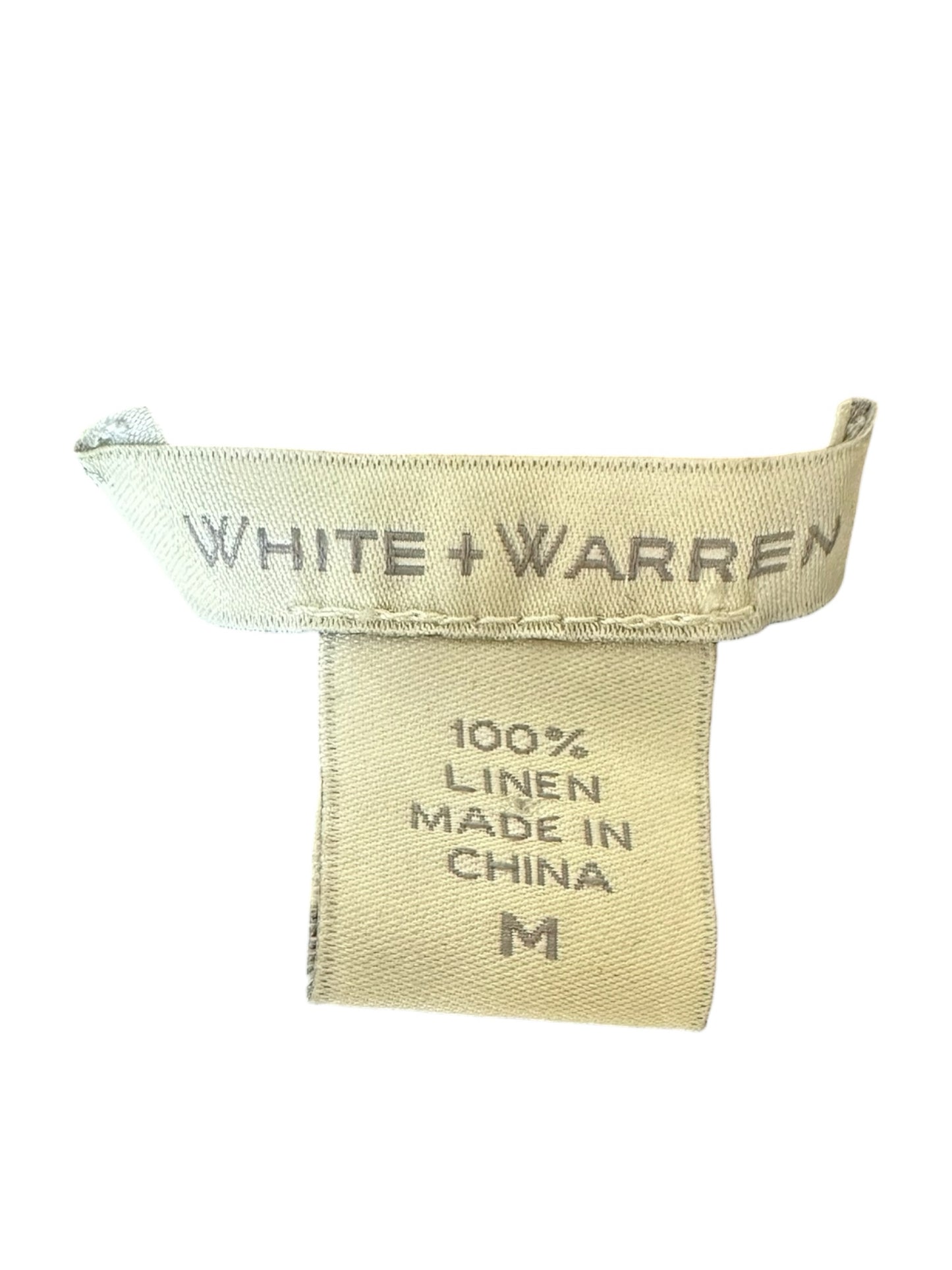 WHITE + WARREN Black 100% Linen Cable Knit Sweater Size M