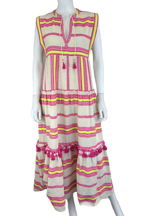 Saylor Yellow and Pink Casual Dress Size S Tall