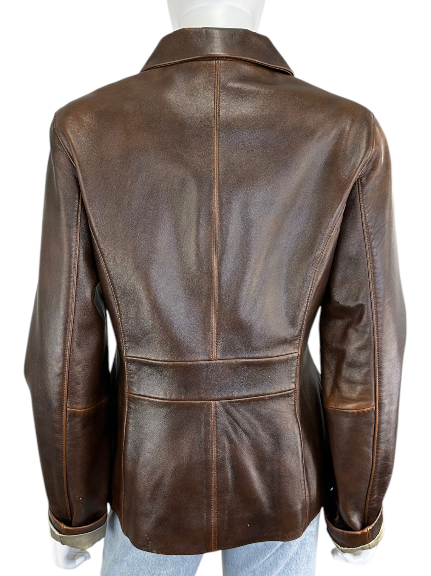 J.PARK Brown Leather Jacket Size M