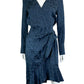 Parker Wrap Blue Leopard Satin Print Dress Size 2