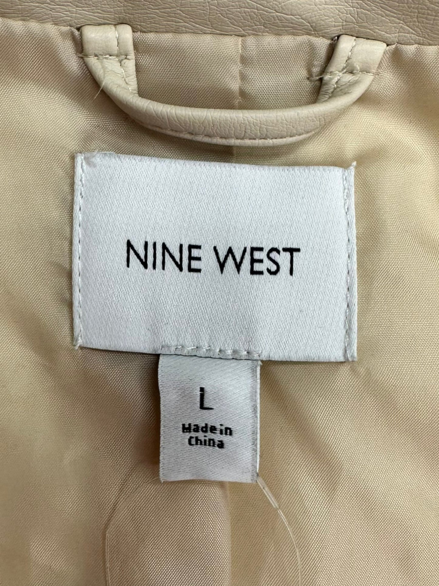 NINE WEST Cream Vegan Leather Jacket Size L