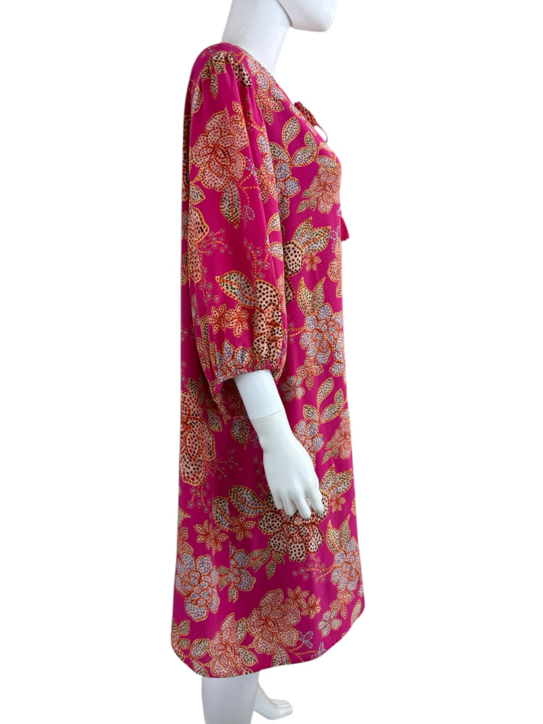 Johnny Was Fuchsia Vesna Silk Floral Dress Size L