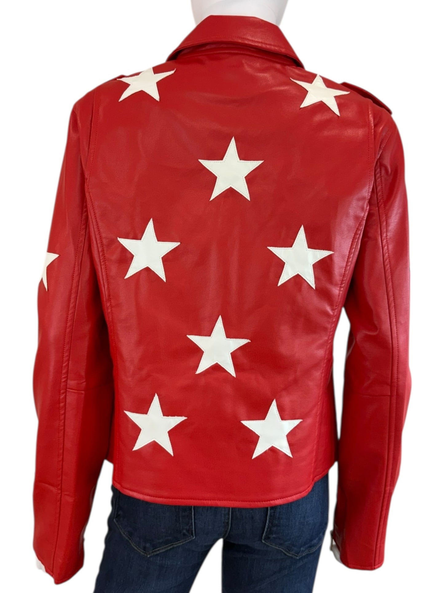 Buddy Love NWT Red Vegan Leather Joplin Star Moto Jacket Size L
