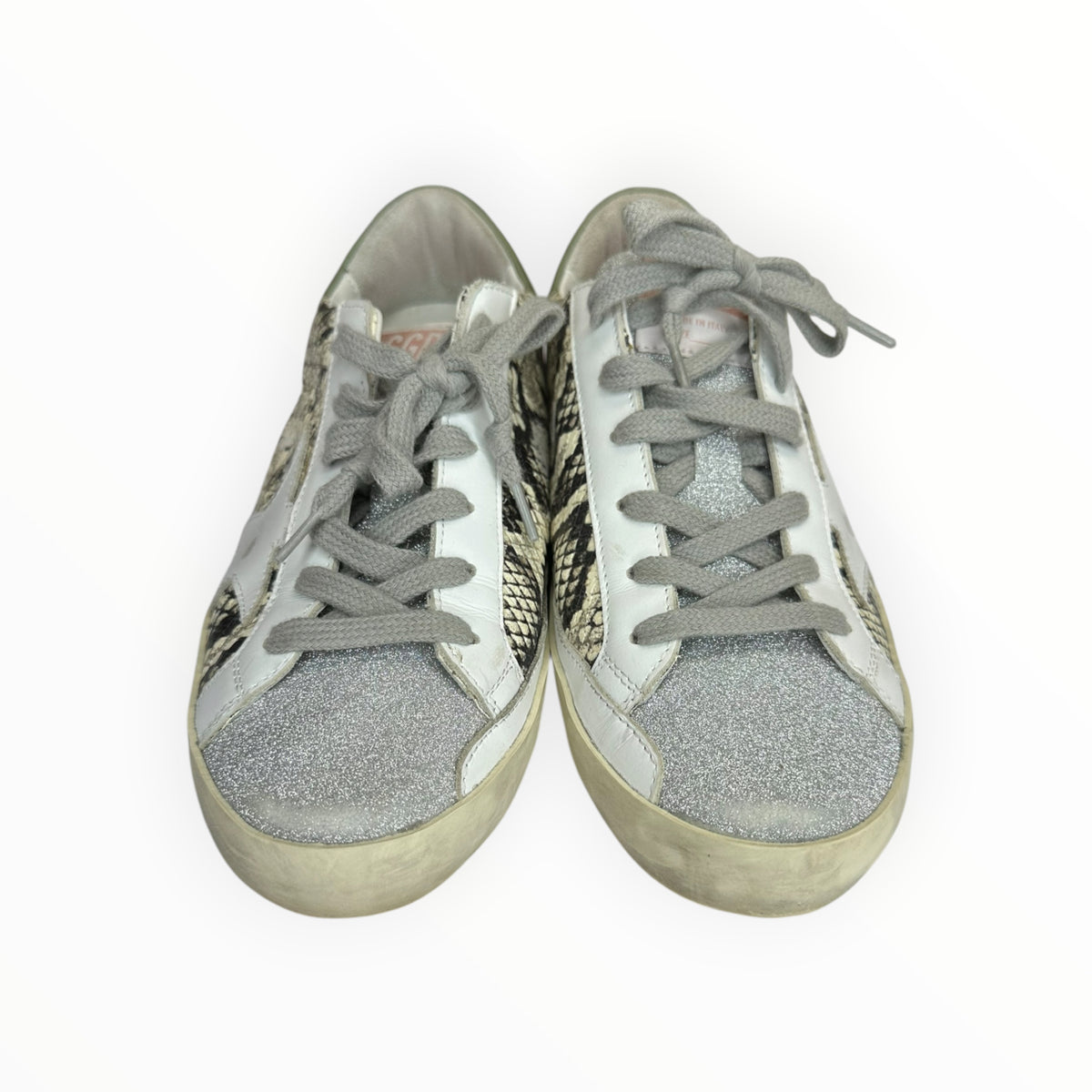 GOLDENGOOSE Super-Star Python Print Glitter Low Top Sneakers Size 37