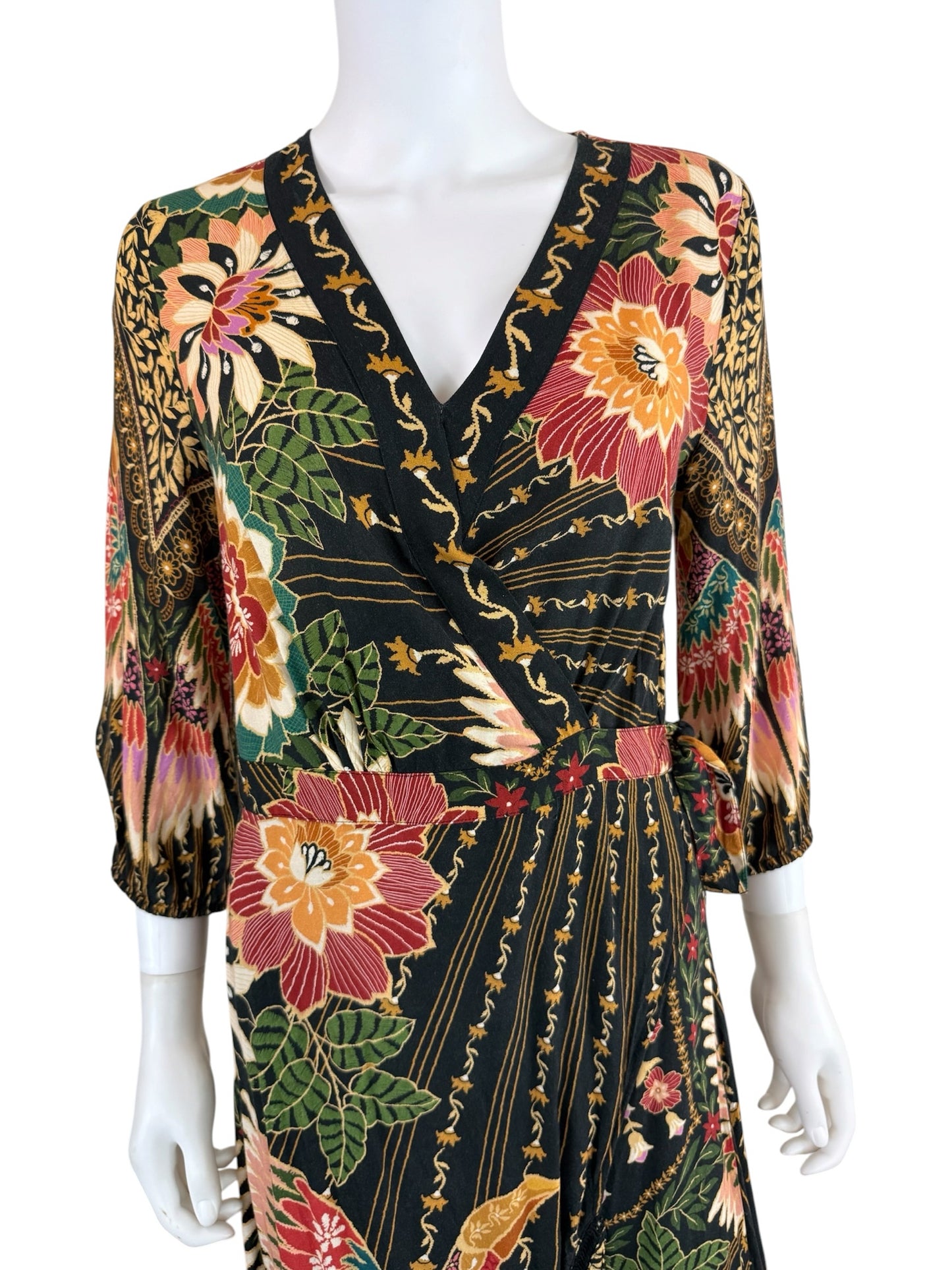 FARM Rio Amorina Floral Wrap Maxi Dress Size S