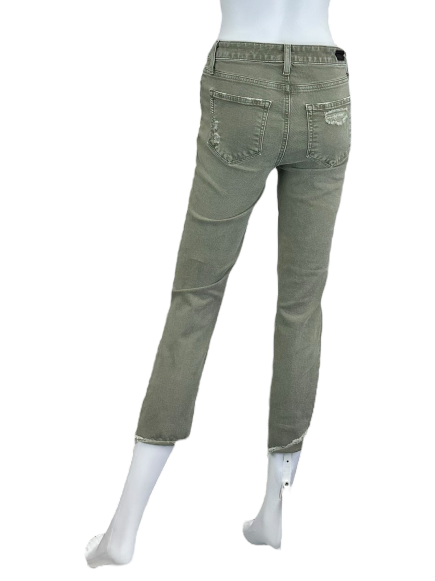 PAIGE Green Distressed Hoxton Slim Crop Jeans Size 27