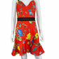 alice & olivia NWT Red Floral Print Cocktail Dress Size 8