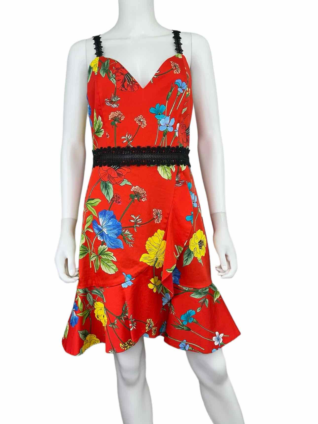 alice & olivia NWT Red Floral Print Cocktail Dress Size 8