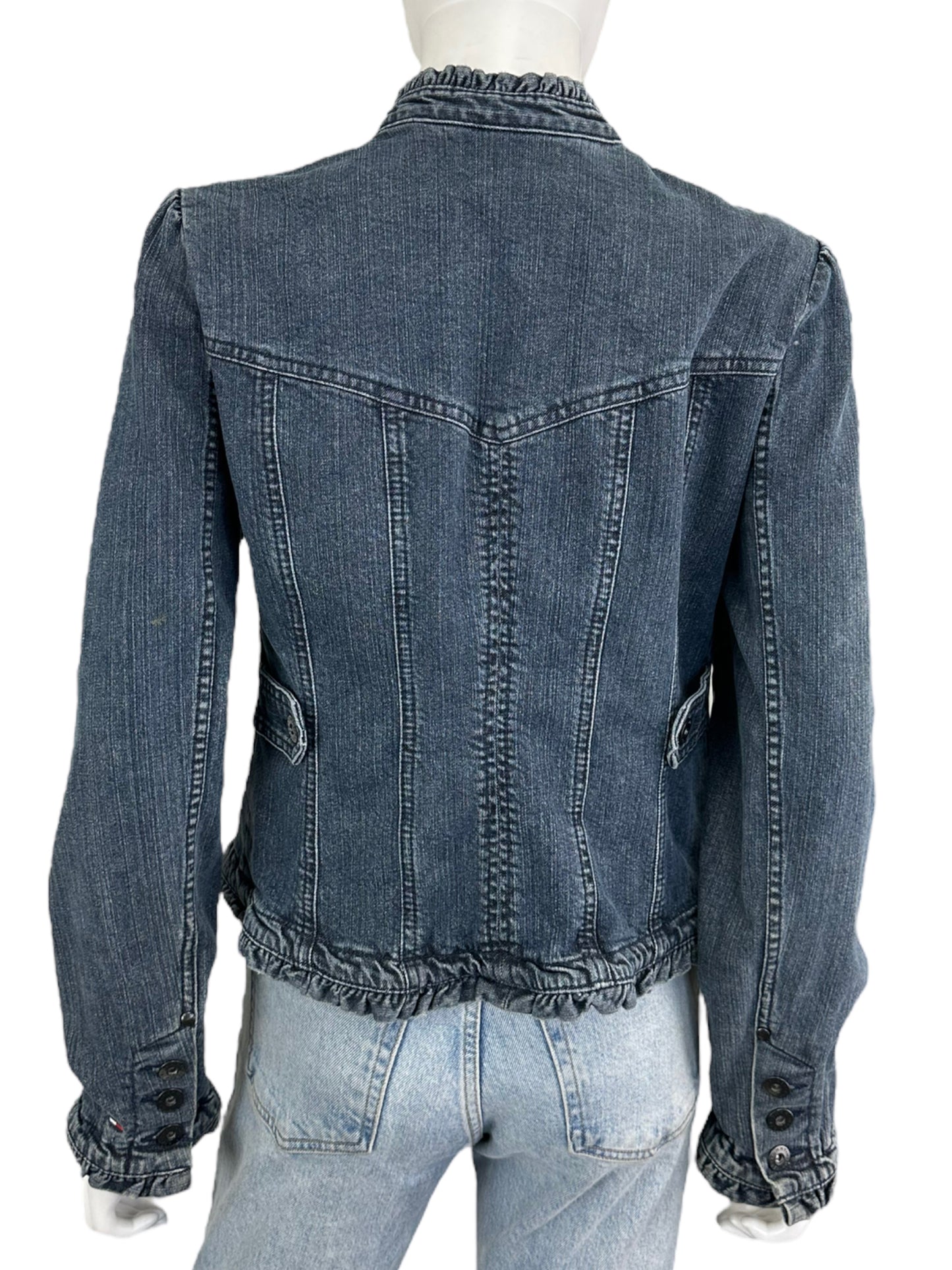 Tommy Hilfiger Blue Ruffle Denim Jacket Size M