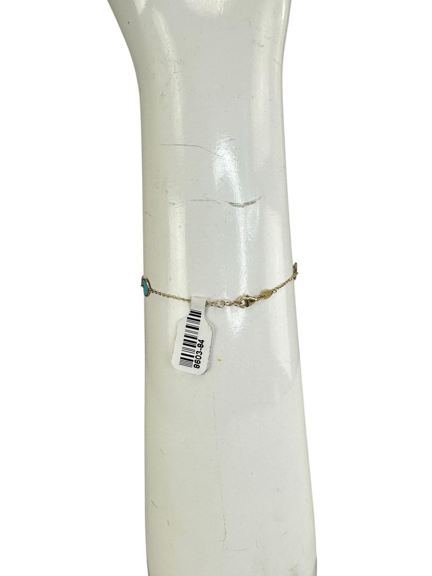 14K Gold Turquoise Heart Inlay Bracelet