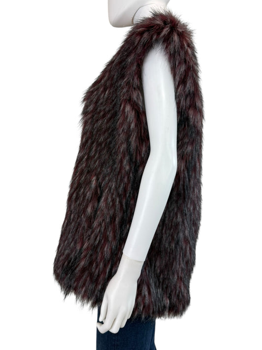 Via Spiga Burgundy Faux Fur Vest Size XL