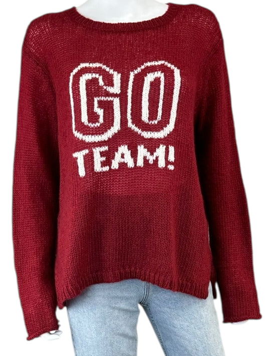 Wooden Ships NWT Red Ruby Jane GO TEAM Sweater Size S/M