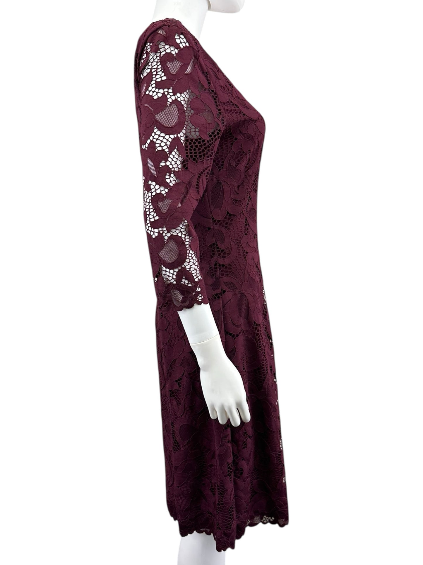 Josie Natori Purple Floral Lace Cocktail Dress Size 8