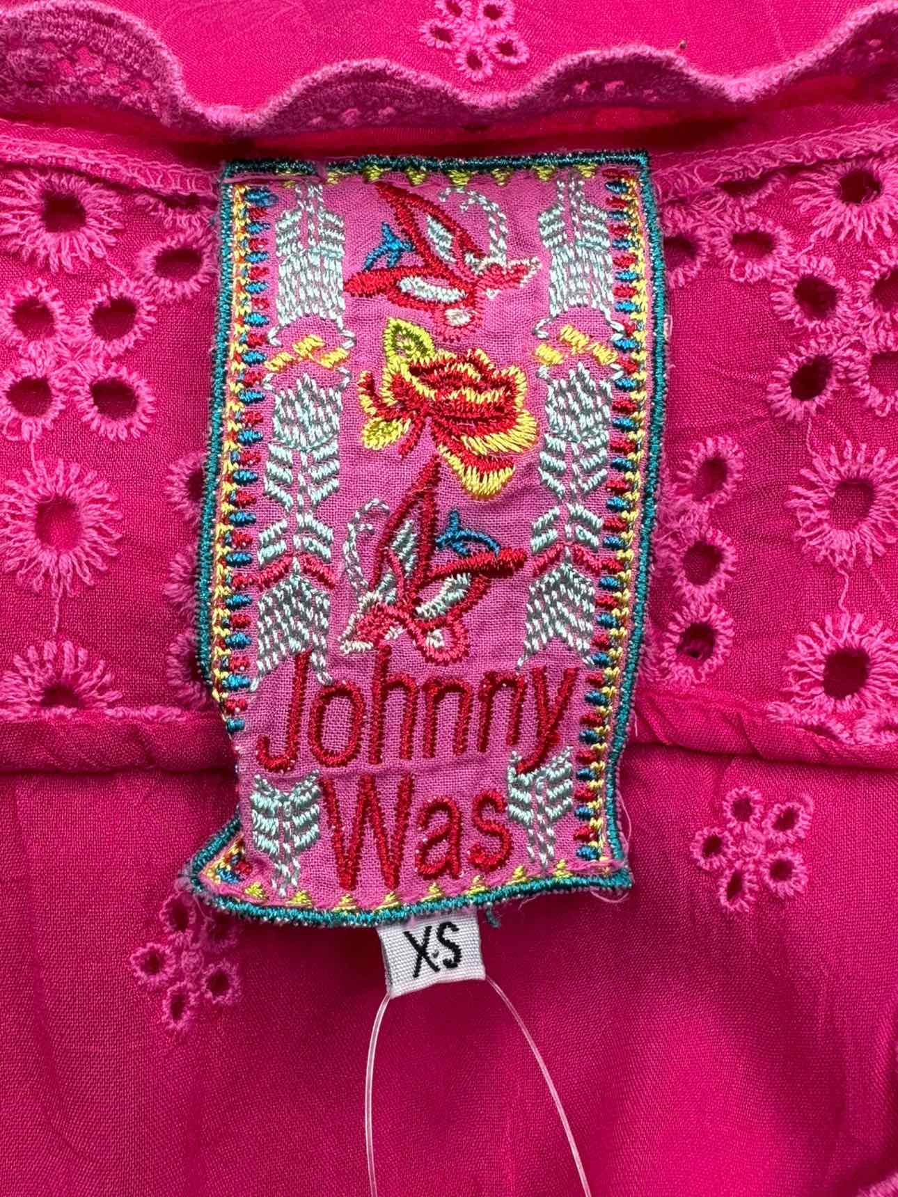 Johnny Was Pink Embroidered Popover Tunic Size XS
