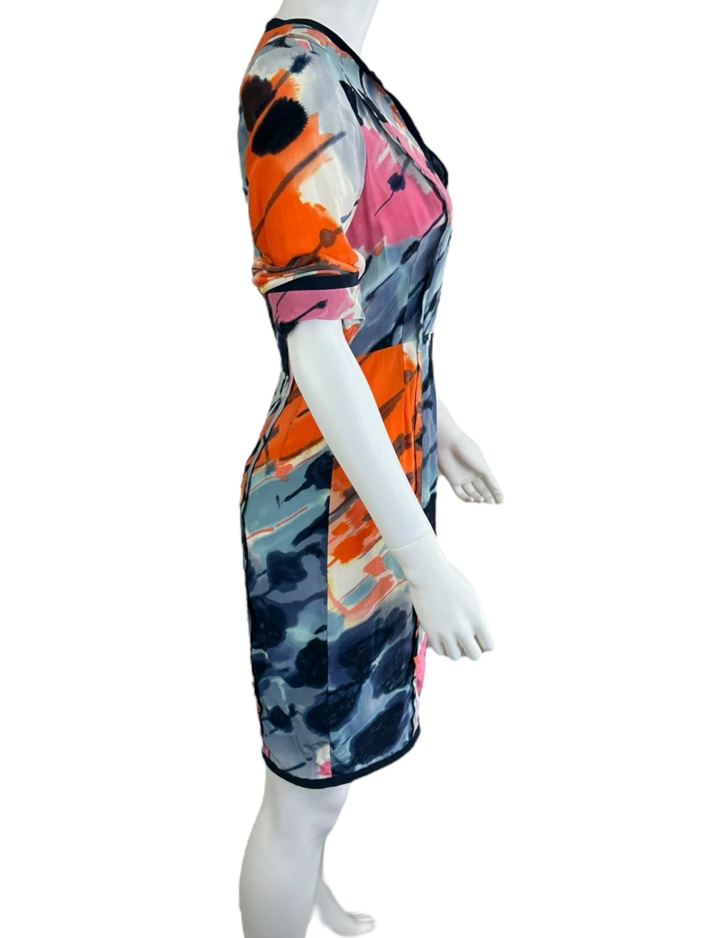 BCBGMAXAZRIA Multi-colored Silk Print Dress Size 6