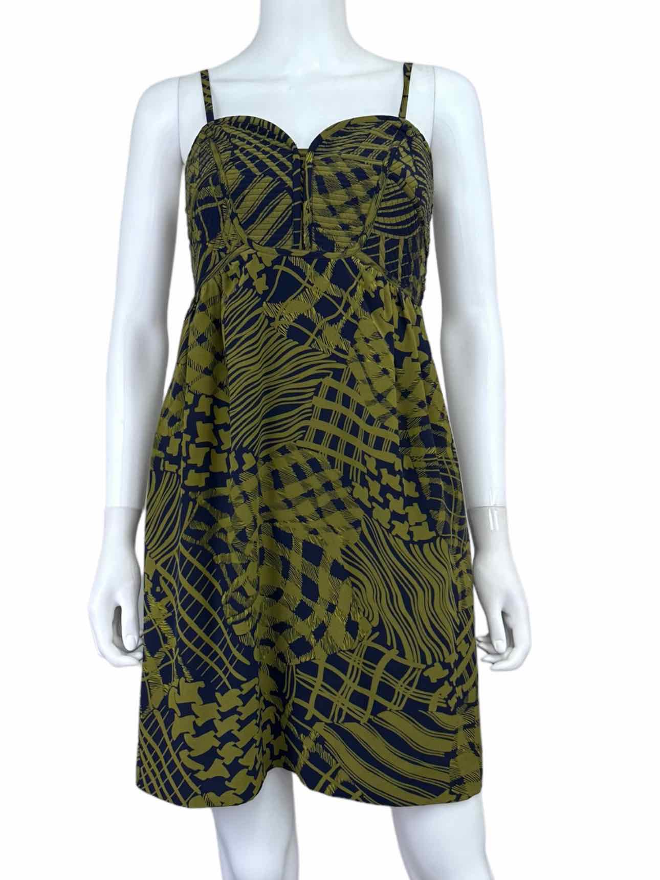 maple Size Green Silk Print Dress Size 0