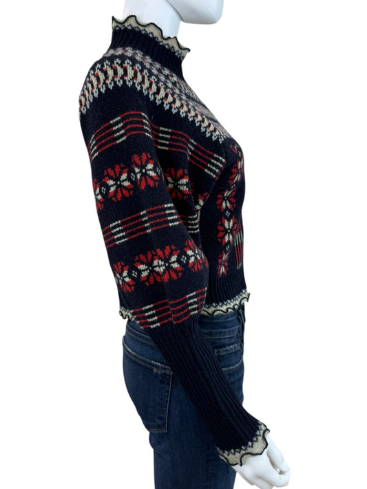 SEA New York Ayla Fair Isle Sweater Cardigan Size S