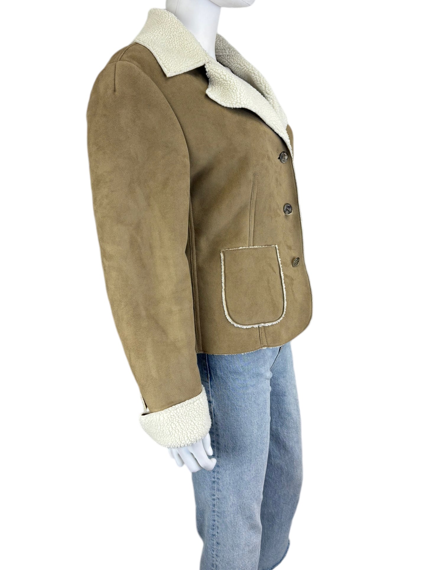 JONES NEW YORK Tan Vegan Suede Jacket Size M