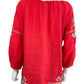 Johnny Was Red 100% Linen Embroidered Tunic Size S