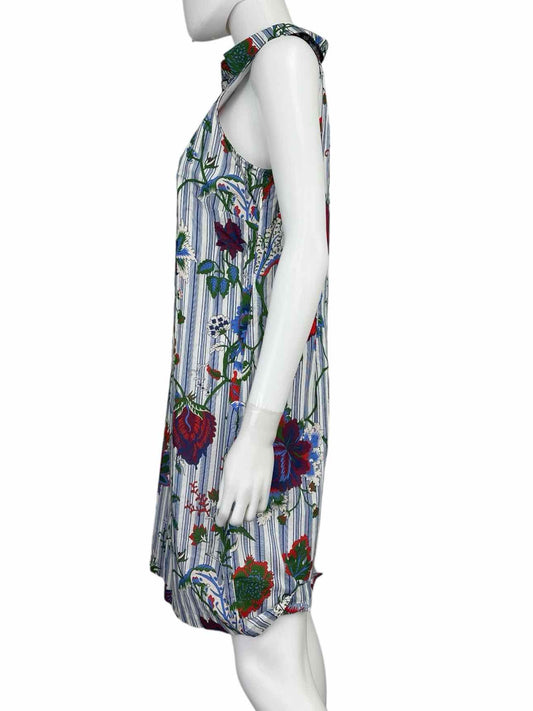 Villagallo Blue Striped Floral Print Midi Dress Size L