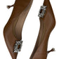C.Paravano NWT Brown Crystal Buckle Kitten Heel Pumps Size 41
