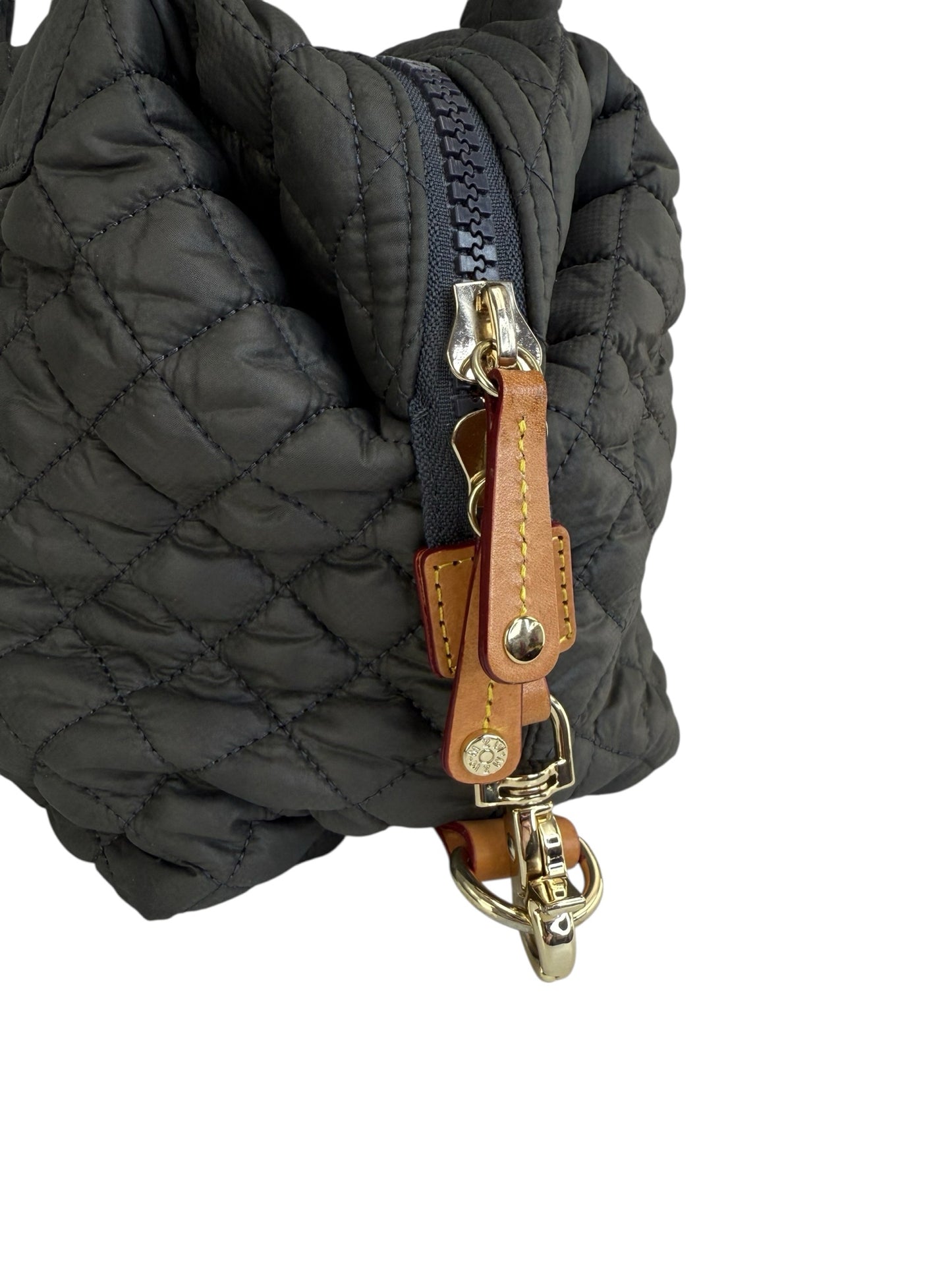 MZ WALLACE Gray Quilted Medium Sutton Deluxe Designer Handbag
