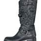 Valentino Black Studded Floral Appliqué Biker Boots Size 38