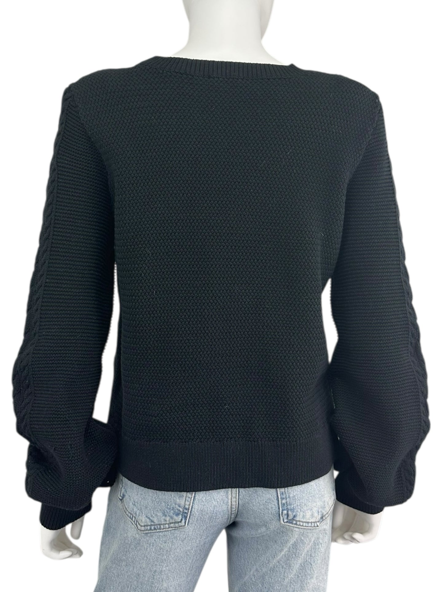 LILLA P Black Cable Knit Sweater Size L