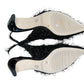 ELIZABETH DAMRICH x ANTONIO MELANI NEW Black Moon Boucle Ornamented Frayed Slingback Size 7