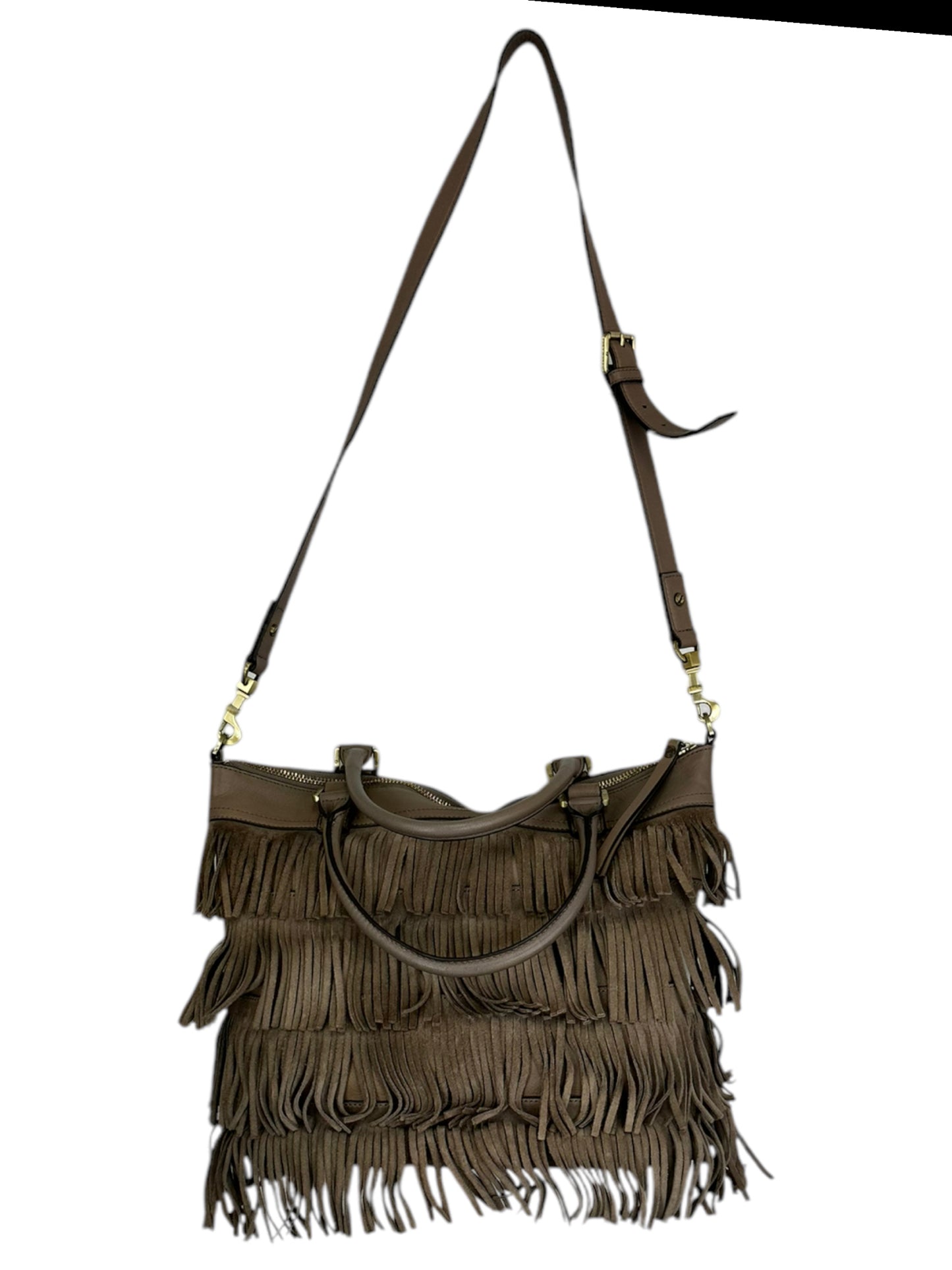 Tory Burch Brown Suede Fringe Designer Handbag