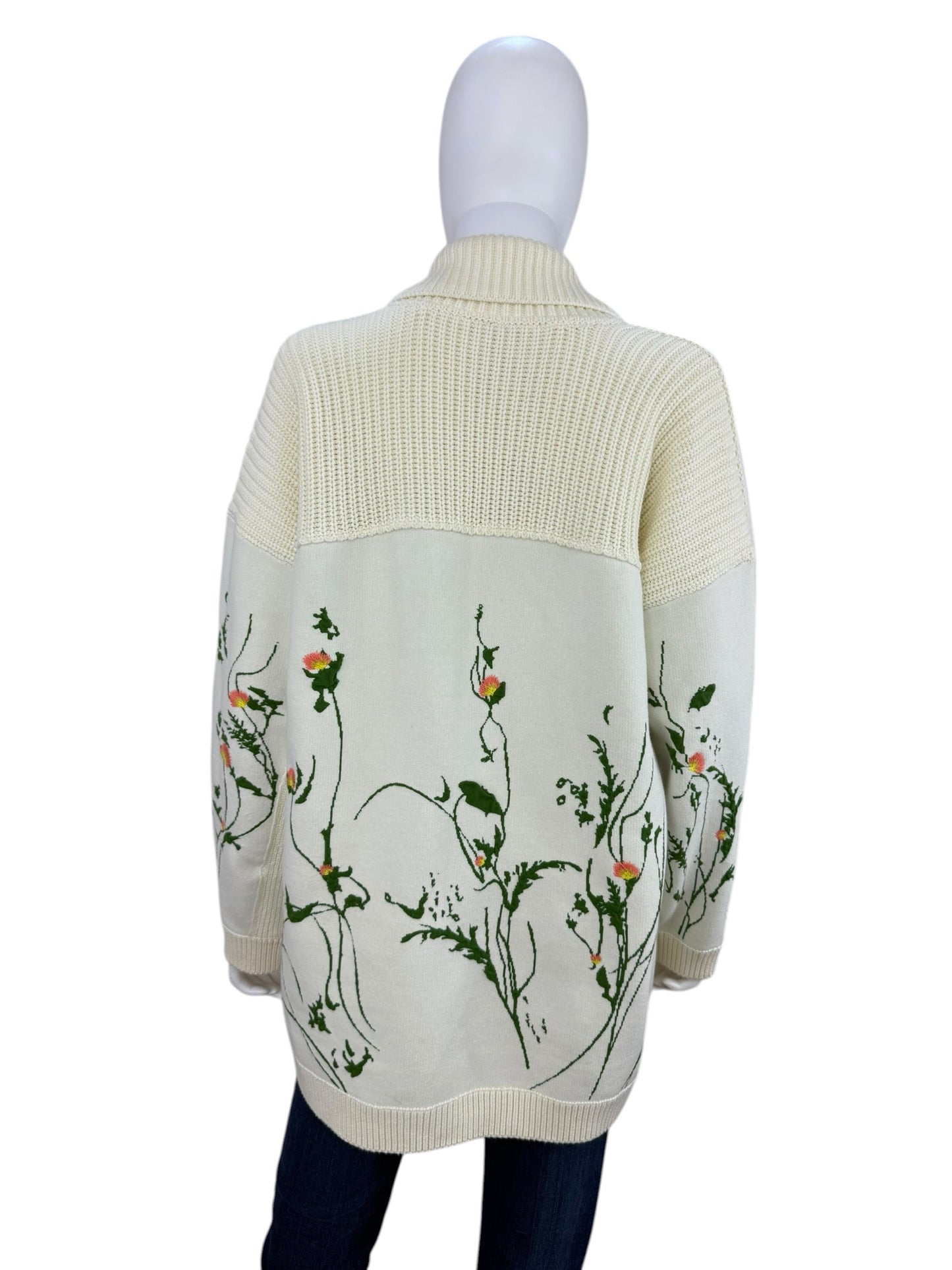 anthropologie Floral Open Front Cardigan Size S