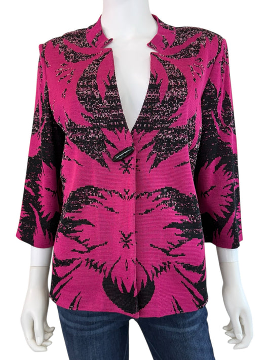 MING WANG Black And Pink Knit Jacket Size S