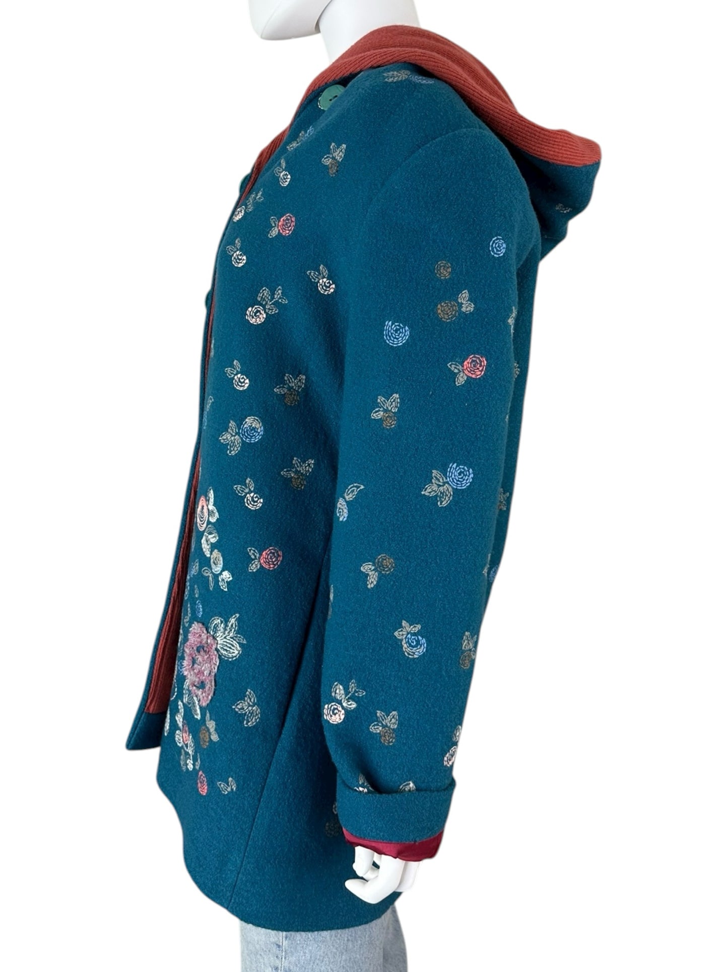 IVKO Teal Embroidered Boiled Wool Jacket Size 40
