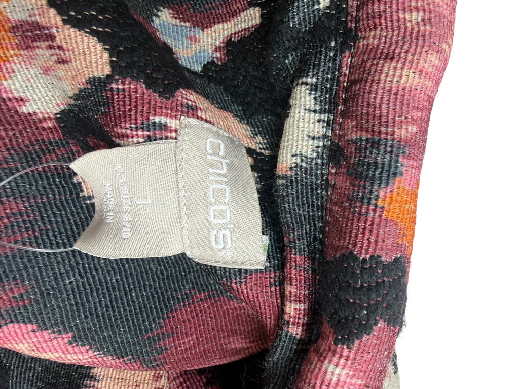 Chico's Muted Floral Drama Jacquard Coat Jacket Size M