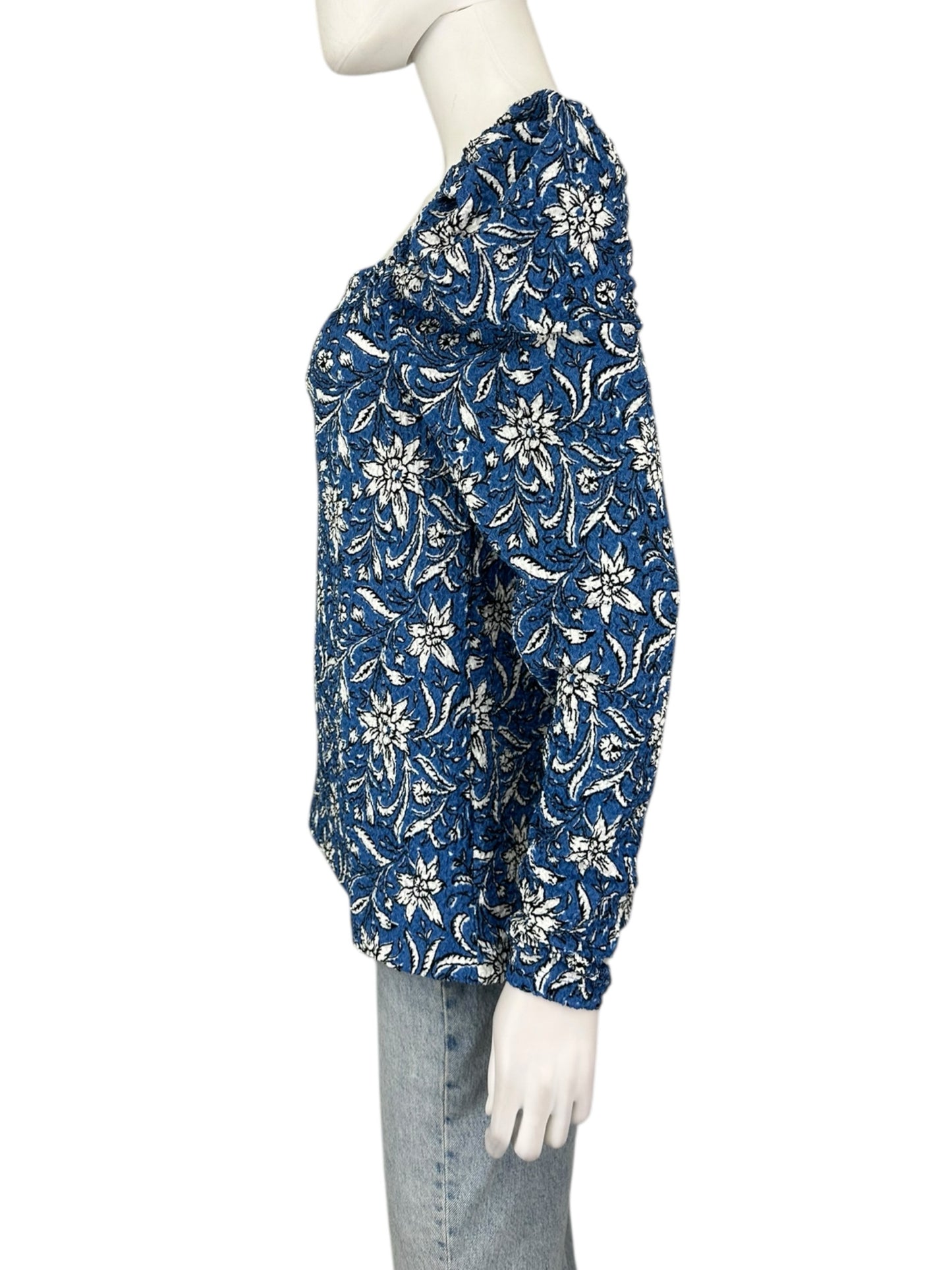 NWT LOFT Blue And White Floral Blouse Size S