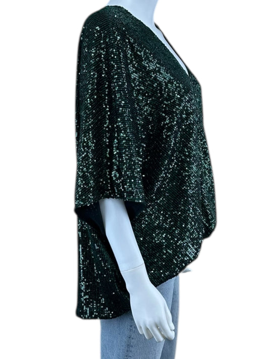 TRINA TURK Green Sequin Blouse Size XL