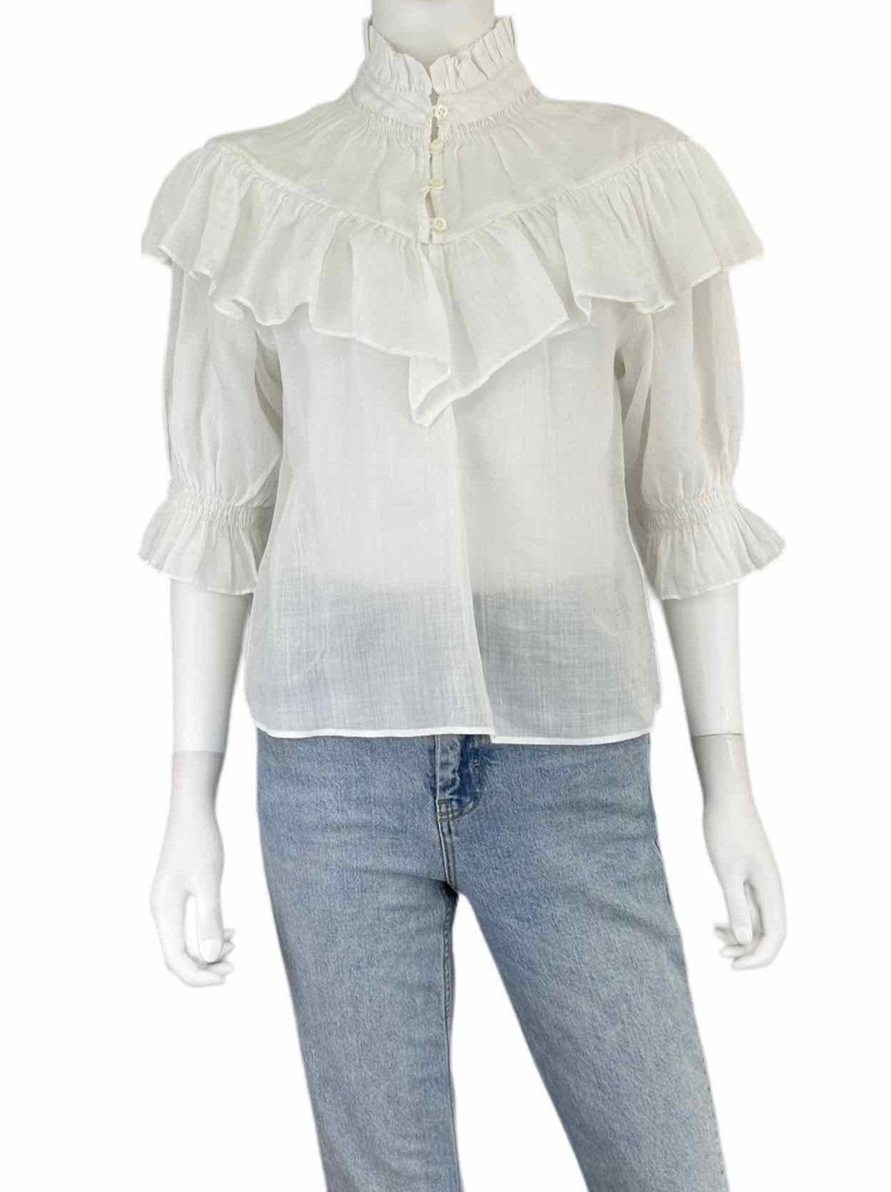 FRAME White Ruffle Blouse Size S