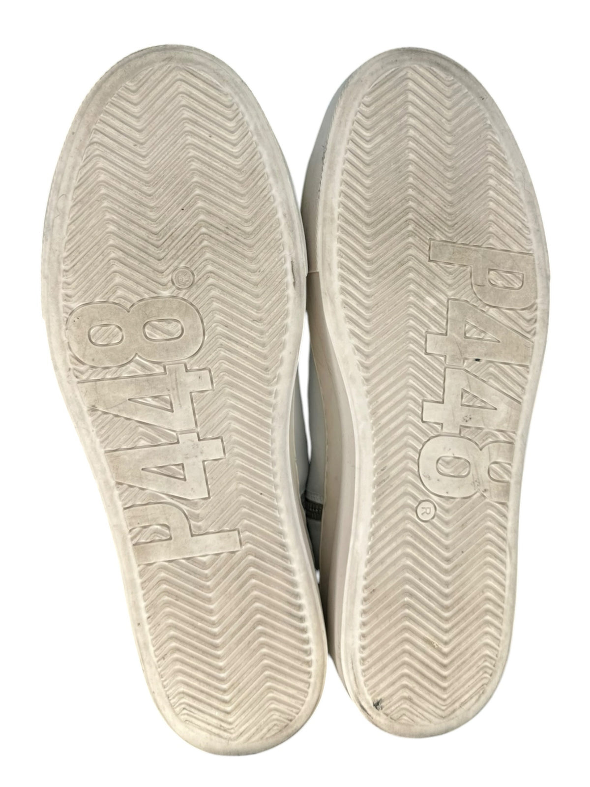 P448 Thea Mid Millenium Platform Sneakers in White, Gold & Suede Size 39