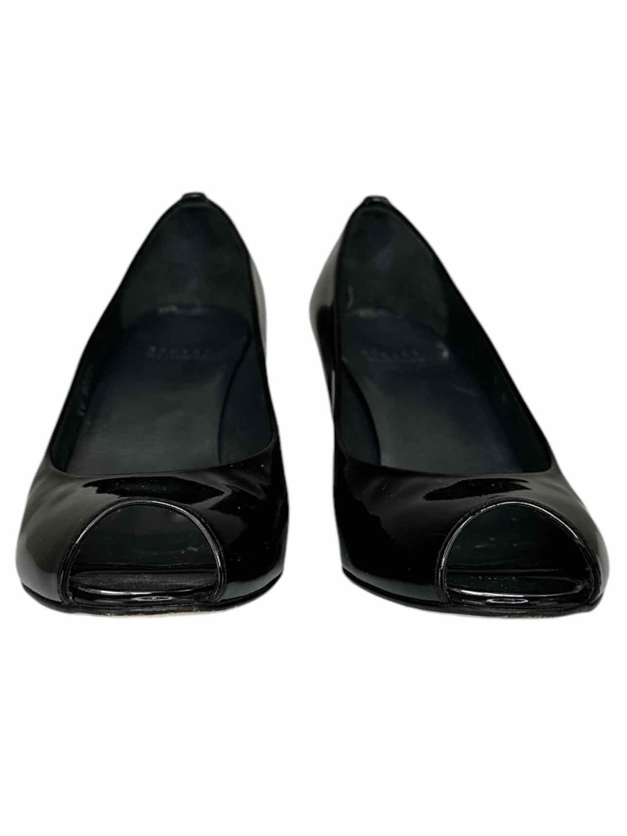 Stuart Weitzman Black Patent Leather Wedges Size 8