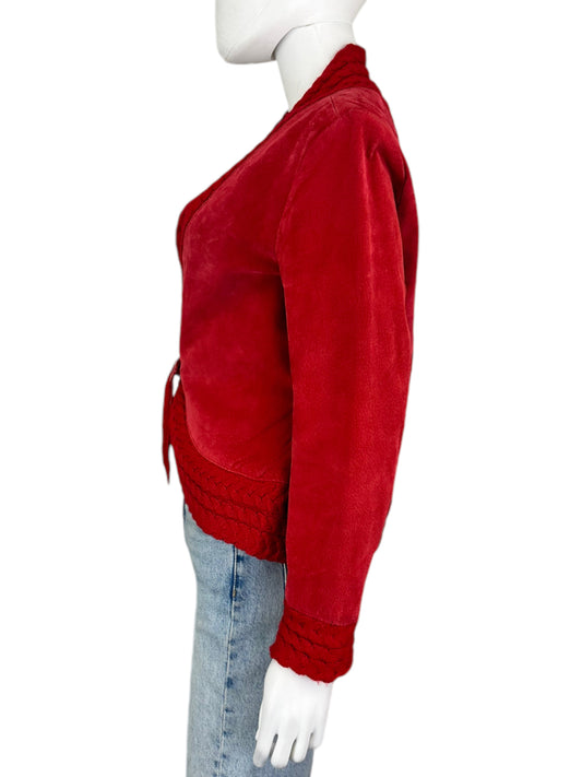 Coldwater Creek  Red Suede Leather Jacket Size PS