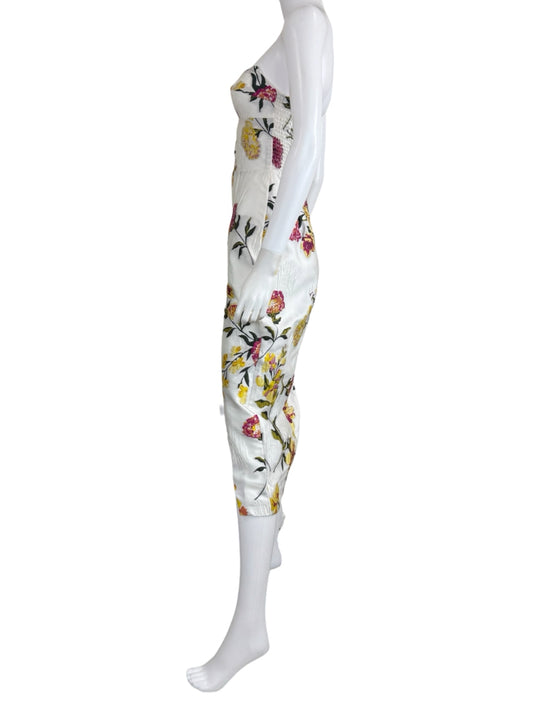 AMANDA UPRICHARD NWT Ivory Floral Strapless Midi Dress Size XS