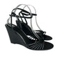 PAIGE Black Sami Ankle Strap Wedge Size 9.5