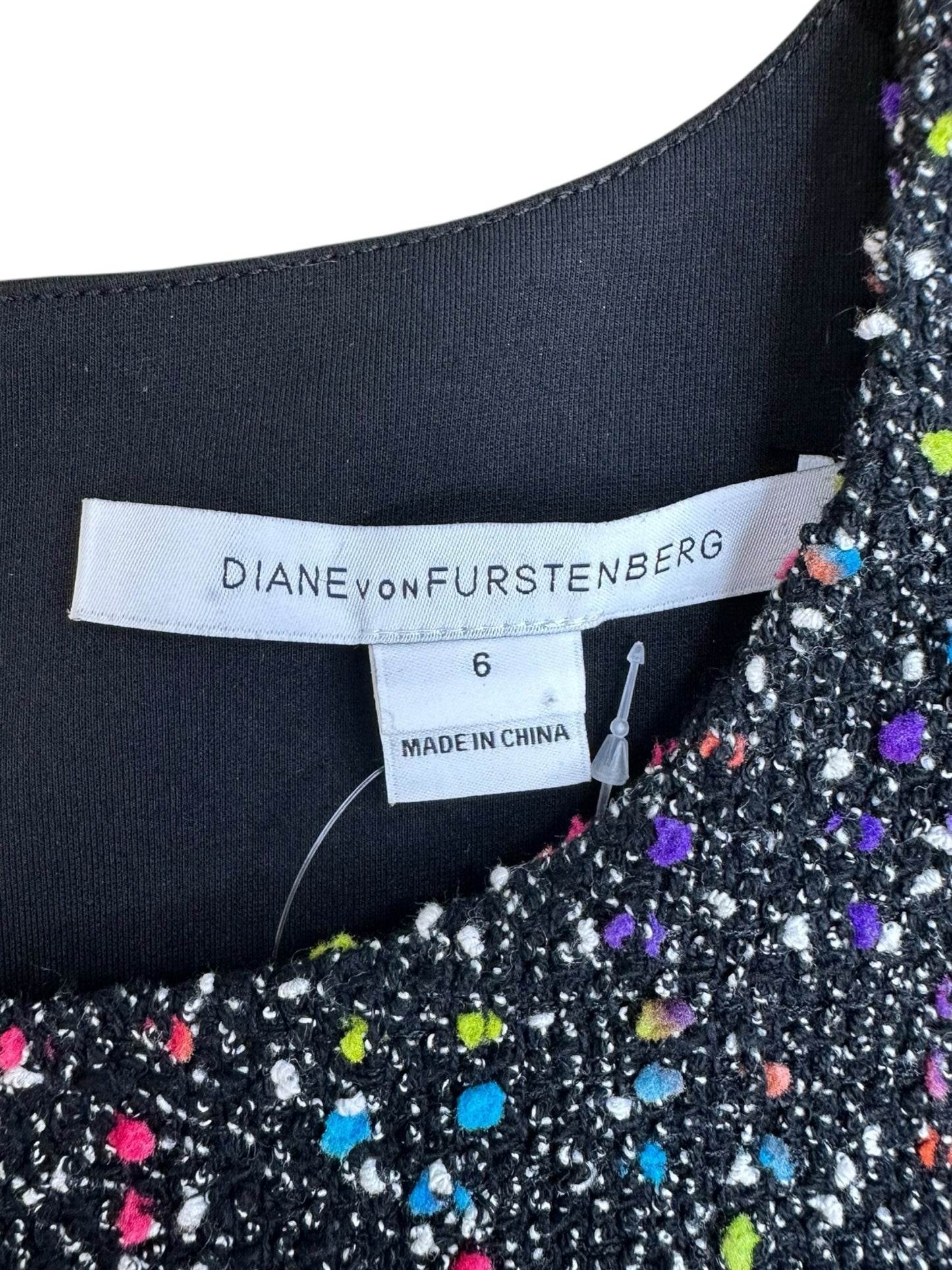 Diane Von Furstenberg Black Confetti Mini Dress Size 6