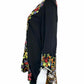 JOHN MARK Floral Embroidered Black Blouse Size M