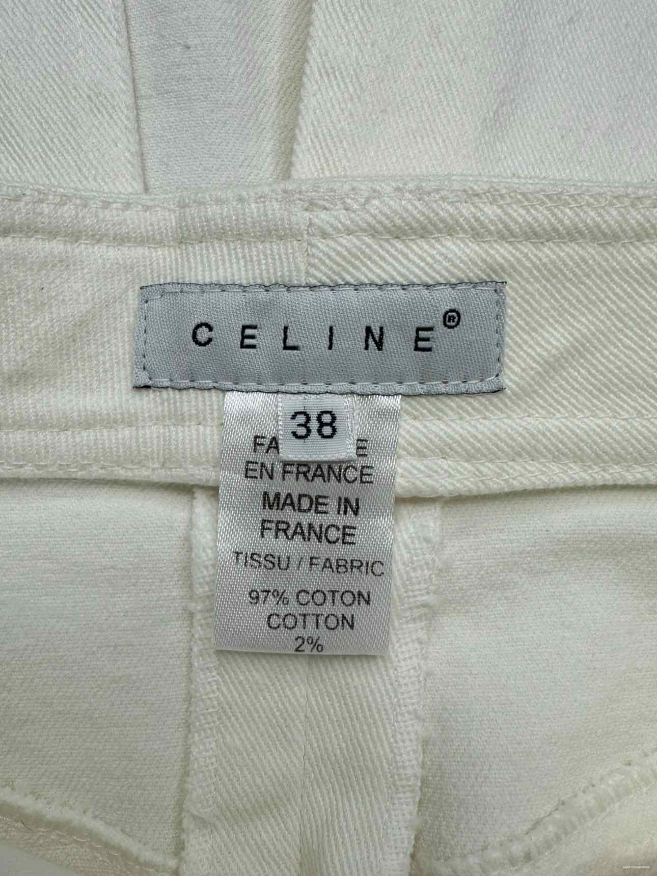 CELINE Vintage White Denim Pencil Skirt Size 38