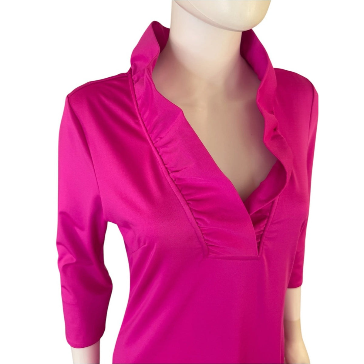 Gretchen Scott Pink Ruffneck Jersey Shift Dress Size XS
