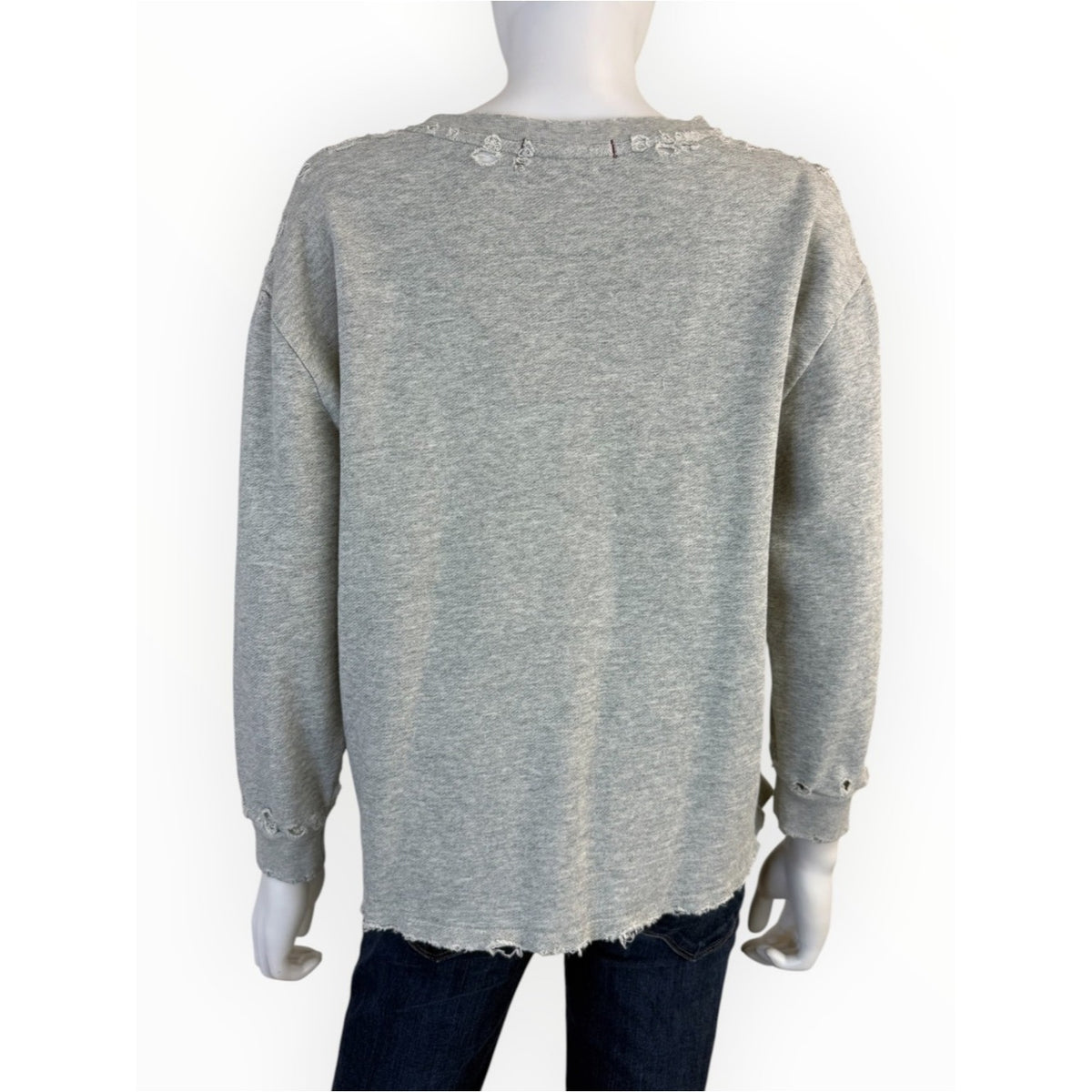 AMO Gray Distressed French Terry Sweatshirt Size S