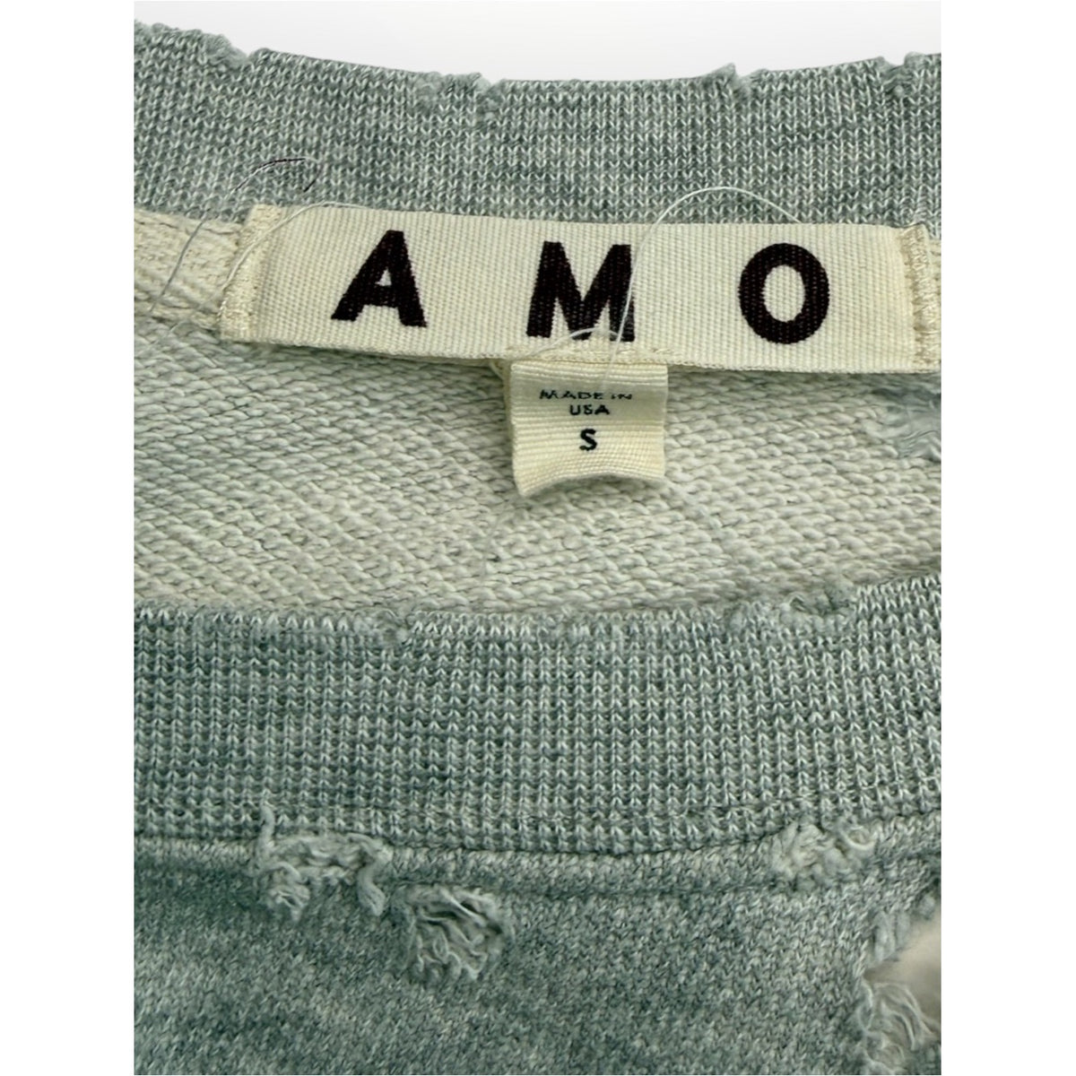 AMO Gray Distressed French Terry Sweatshirt Size S