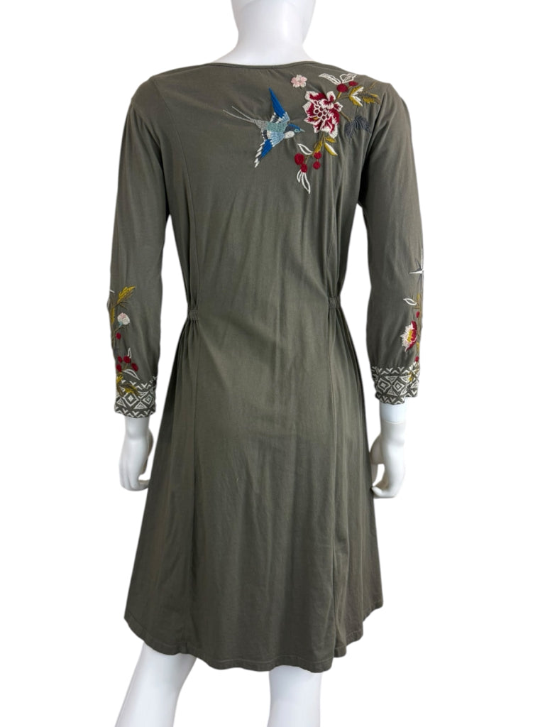 Johnny Was Green Anzia Embroidered Harlowe Dress Size XS