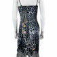 Mandalay Gray Leopard Print Embroidered Midi Dress Size 10